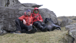 Craig and Rob Matheson at Burnt Crag in the rain